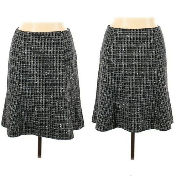 Vtg Skirt Dark Academia Schoolgirl Wool Tweed Windowpane Plaid Full Skater Sz 14 - Picture 1 of 11